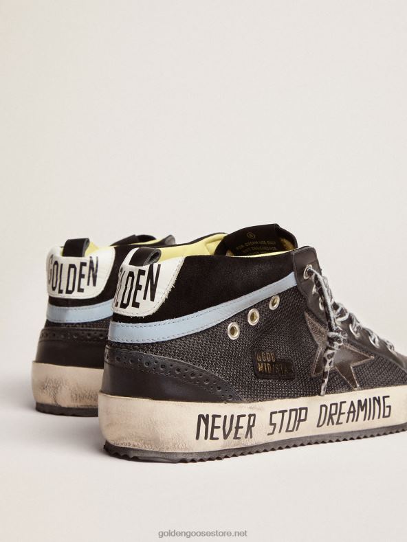 mehed mid star ltd mustast nahast ja võrgust tumehalli metallist nahast tähega tossudGolden Goose B6B0T551