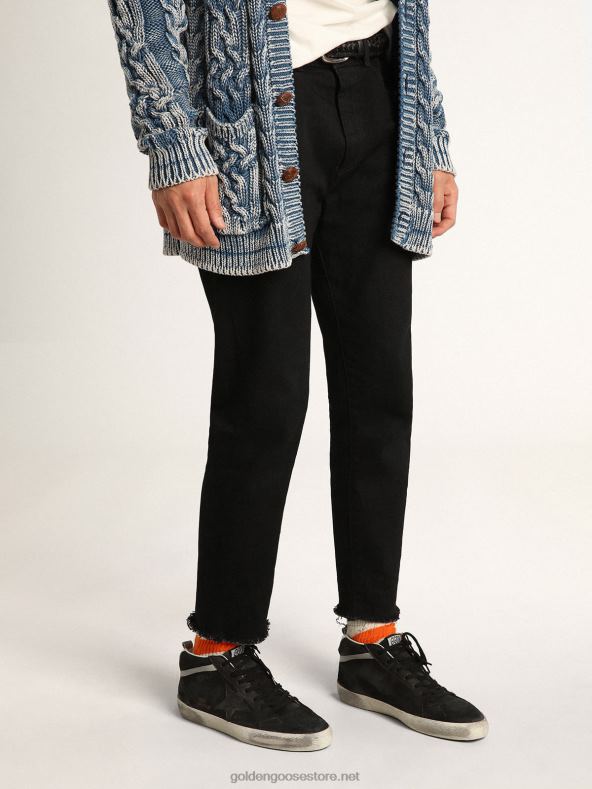 mehed mid star tossud mustast nubukist musta nahast tähe ja hõbedase lamineeritud nahast välgugaGolden Goose B6B0T523