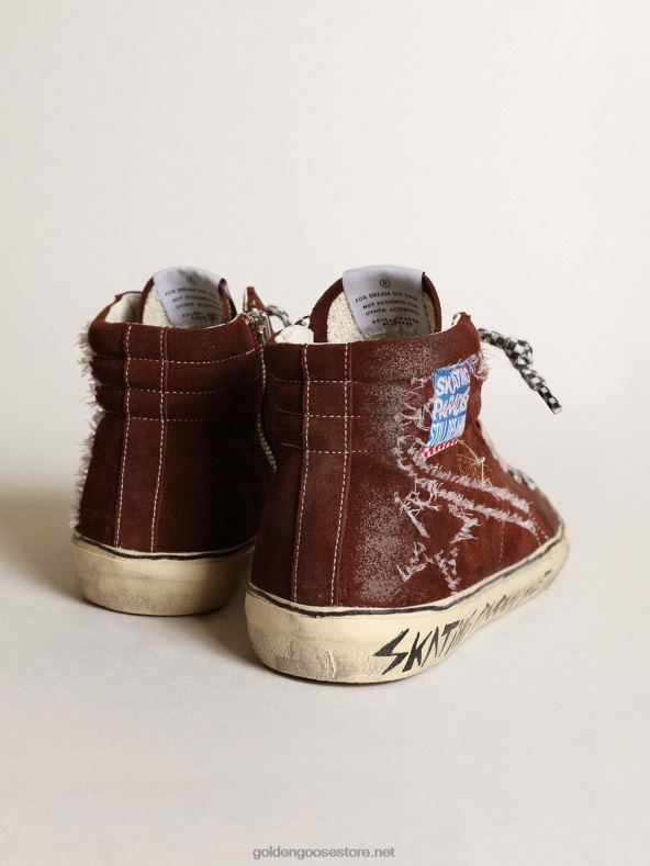 mehed šokolaadivärvi seemisnahast tossud valgete õmblustega tähe ja välgugaGolden Goose B6B0T677