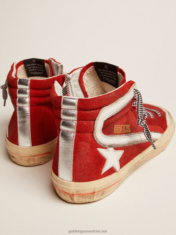 mehed punasest seemisnahast valgete detailidega penstar slide tossudGolden Goose B6B0T540