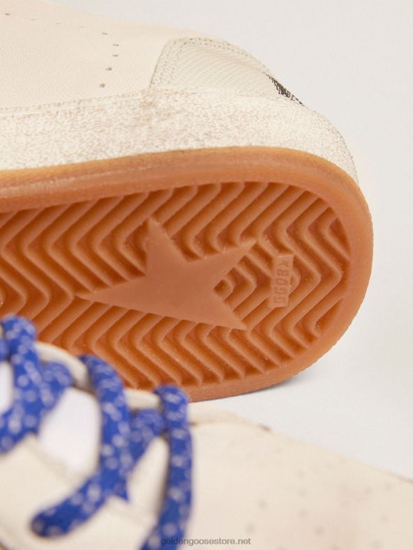 mehed ball star ltd valgest nappa-nahast tossud hõbedase lamineeritud nahast tähe ja kontsagaGolden Goose B6B0T535