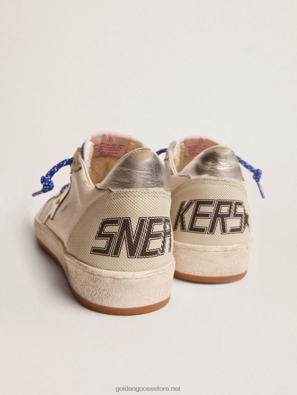 mehed ball star ltd valgest nappa-nahast tossud hõbedase lamineeritud nahast tähe ja kontsagaGolden Goose B6B0T535