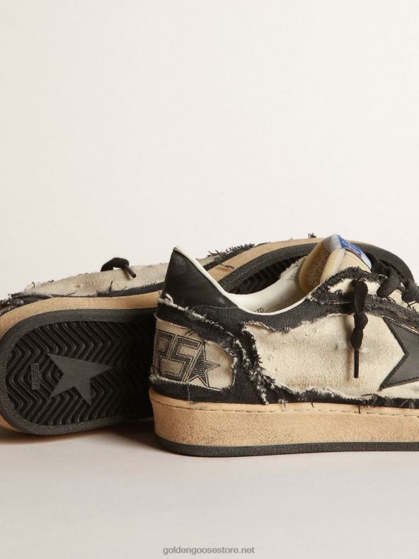 mehed pallitäht labor valgest lõuendist ja sinisest teksariidest musta nahast tähegaGolden Goose B6B0T683