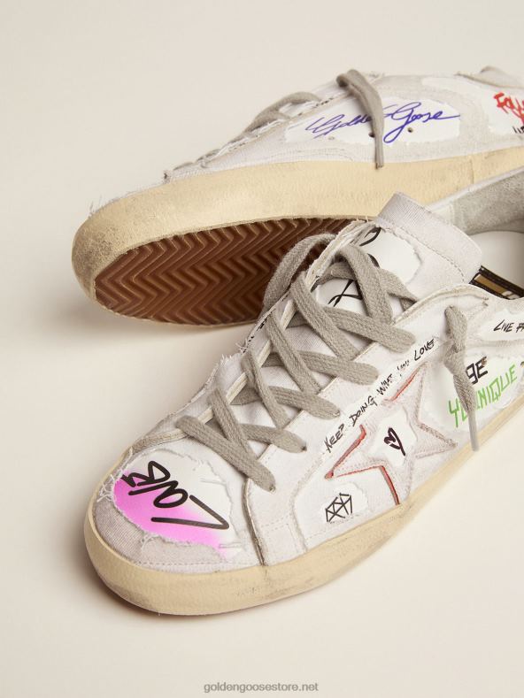 mehed superstaar Dream maker tossud valget värvi tagurpidi konstruktsiooniga ja peidetud mitmevärviliste detailidegaGolden Goose B6B0T552