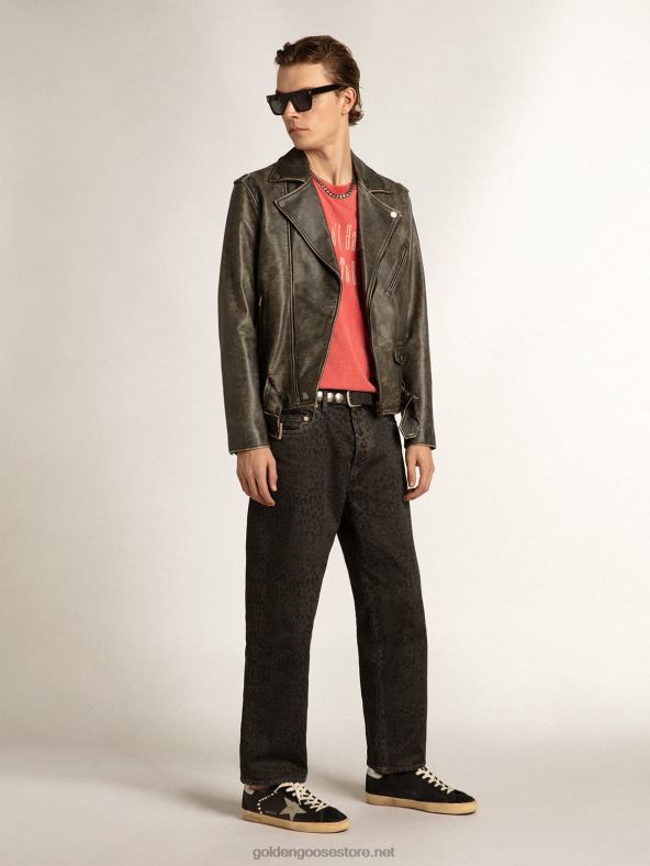 mehed supertäht mustast nahast ja seemisnahast hõbedaste naastudegaGolden Goose B6B0T628