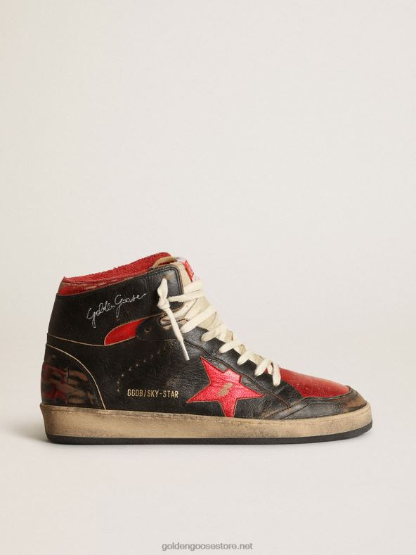 mehed sky-star tossud läikivast mustast nahast punase metalliknahast tähegaGolden Goose B6B0T539