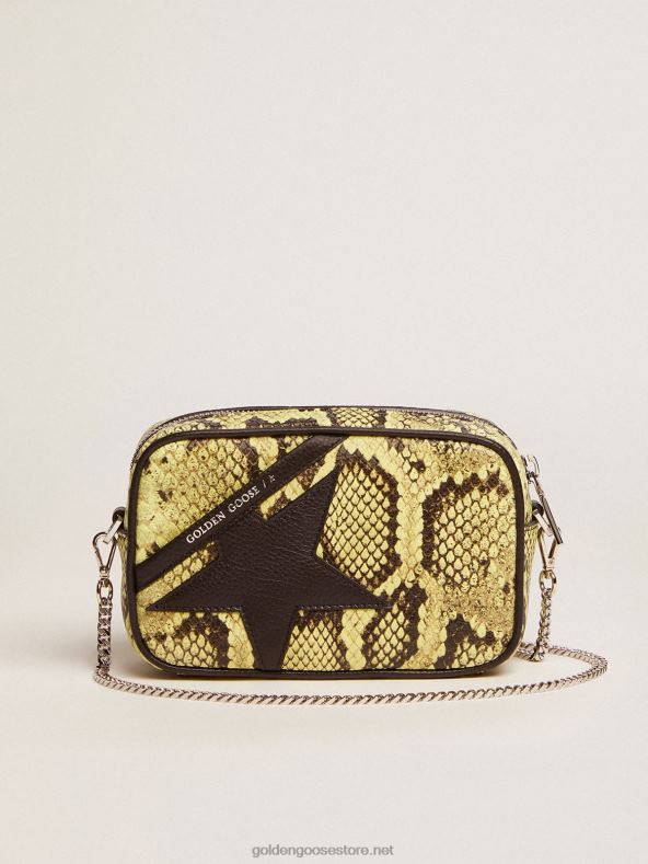 naised laimivärvi ussimustriga nahast minitähtekott musta nahatähegaGolden Goose B6B0T473