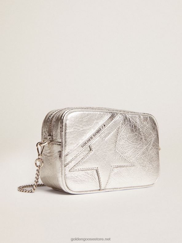 naised minitähtekott hõbedasest lamineeritud nahast koos toon-toonis tähegaGolden Goose B6B0T481