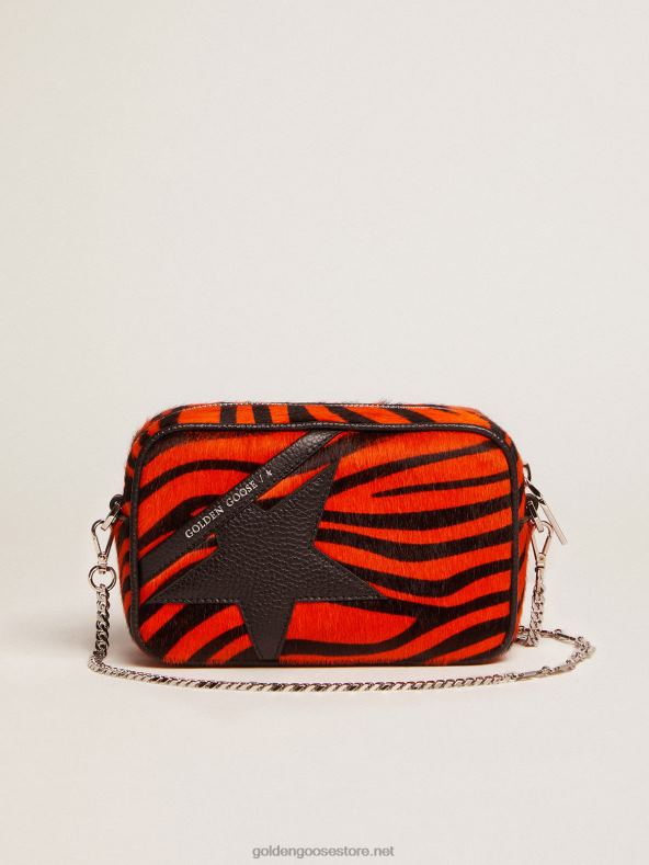 naised minitähtekott oranžist tiigrimustriga poni nahast musta nahast tähegaGolden Goose B6B0T462