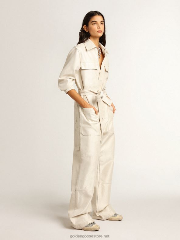 naised kuldne valge teksakombinesoon B6B0T926