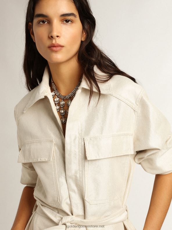 naised kuldne valge teksakombinesoon B6B0T926