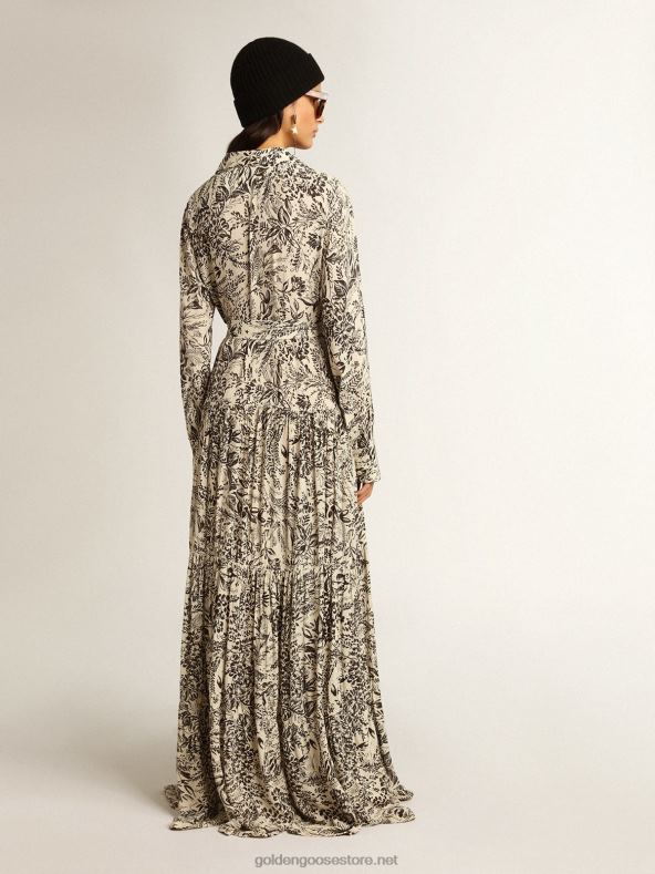 naised valge kleit musta toile de jouy printigaGolden Goose B6B0T1054