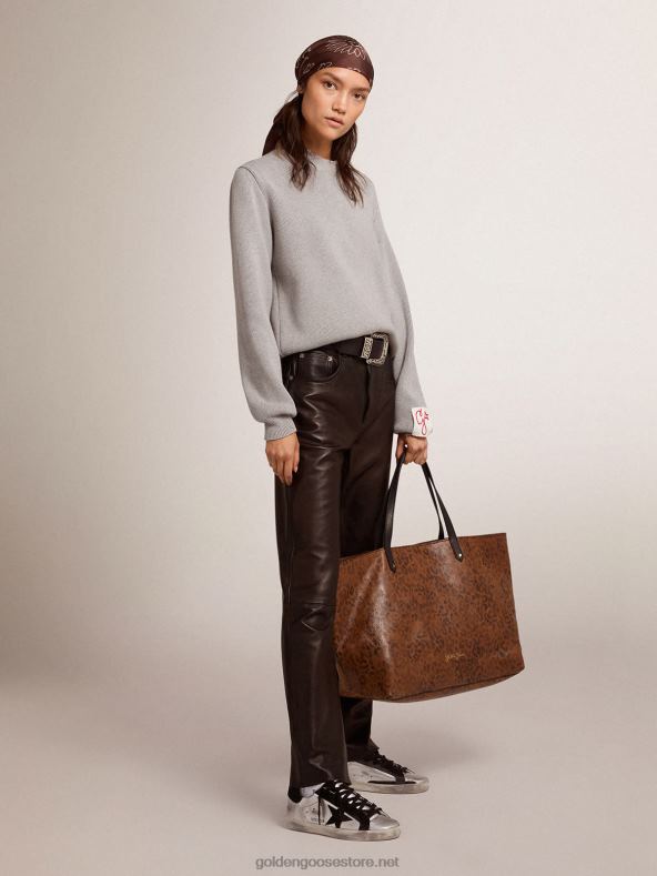 naised Hallist puuvillast ümara kaelusega kampsun, mis on vaevatudGolden Goose B6B0T928