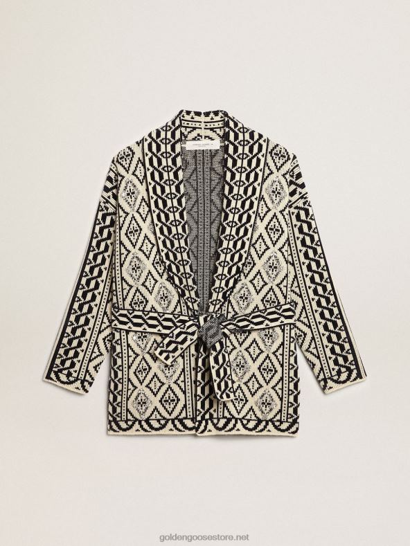 naised žakaarmotiivi ja kristallidega papüürusevärvi villane kardiganGolden Goose B6B0T946