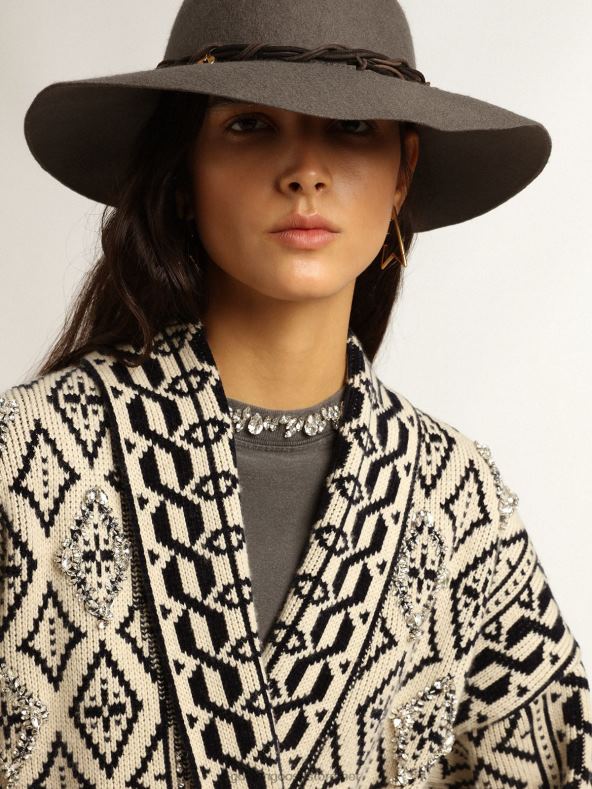 naised žakaarmotiivi ja kristallidega papüürusevärvi villane kardiganGolden Goose B6B0T946