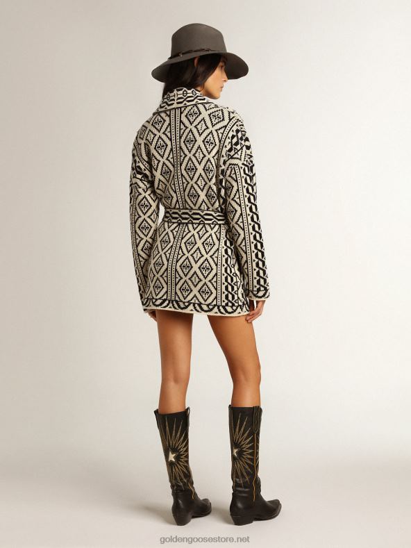 naised žakaarmotiivi ja kristallidega papüürusevärvi villane kardiganGolden Goose B6B0T946