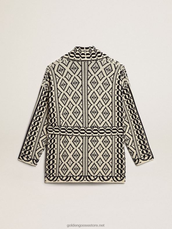 naised žakaarmotiivi ja kristallidega papüürusevärvi villane kardiganGolden Goose B6B0T946