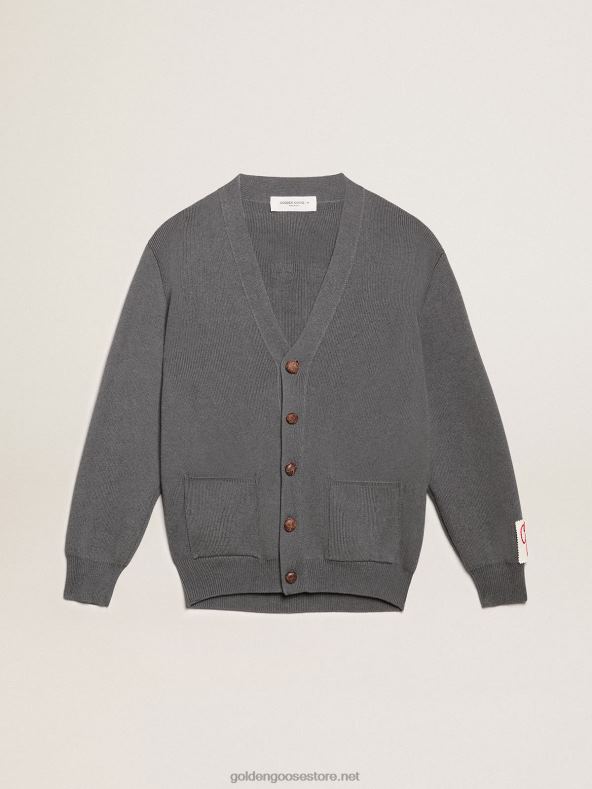 naised hallist melanž puuvillast kampsun, mille tagaküljel on logoGolden Goose B6B0T970