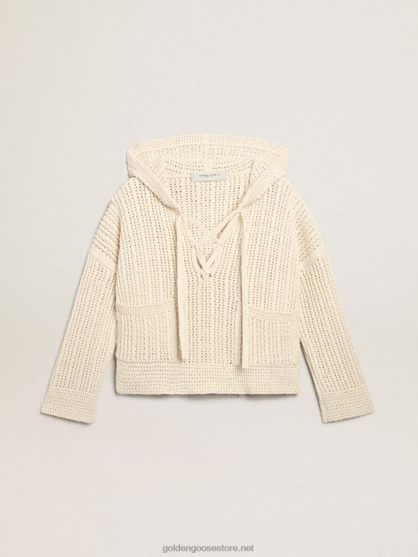 naised kapuutsiga papüürusevärvi puuvillane toppGolden Goose B6B0T1046