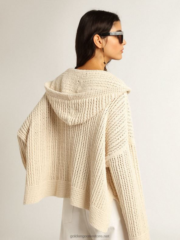 naised kapuutsiga papüürusevärvi puuvillane toppGolden Goose B6B0T1046