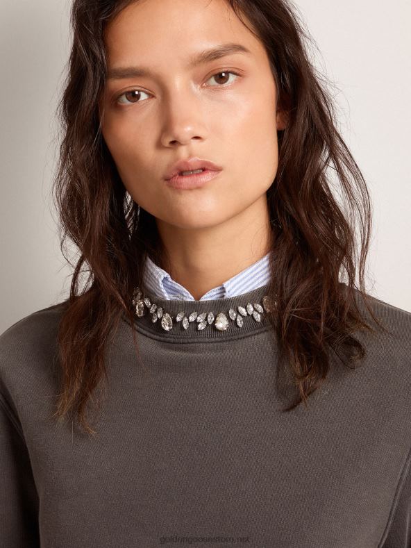 naised kollektsiooni dressipluus antratsiithalli värvi kabošoni kristallidegaGolden Goose B6B0T956