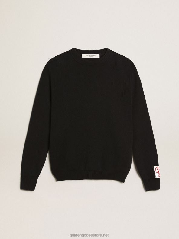 naised ümara kaelusega tumesinine puuvillane sviiter logoga seljalGolden Goose B6B0T1056