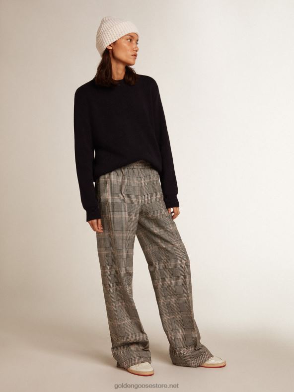 naised ümara kaelusega tumesinine puuvillane sviiter logoga seljalGolden Goose B6B0T1056