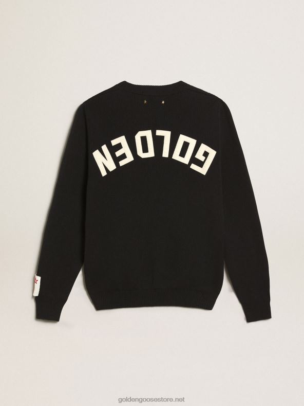 naised ümara kaelusega tumesinine puuvillane sviiter logoga seljalGolden Goose B6B0T1056