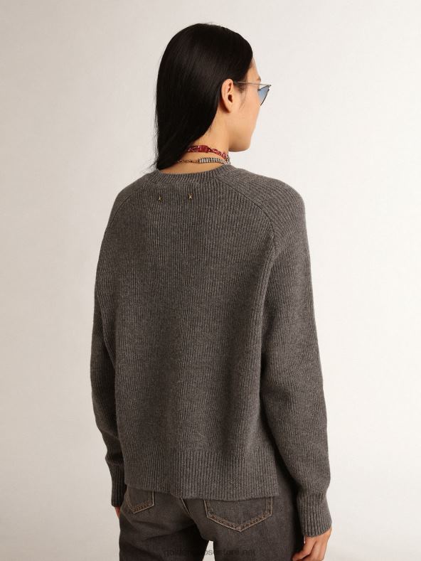 naised melange-grey travel kollektsiooni ümara kaelusega pullover sädeleva kirjagaGolden Goose B6B0T999