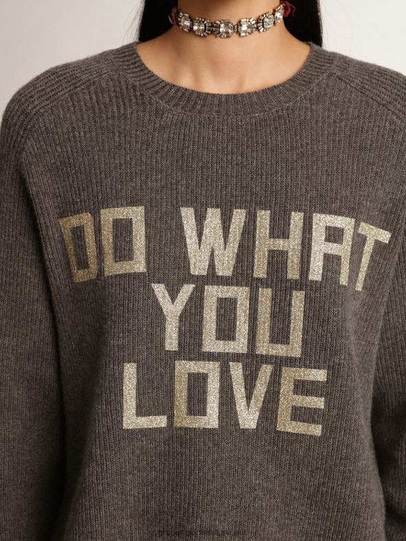 naised melange-grey travel kollektsiooni ümara kaelusega pullover sädeleva kirjagaGolden Goose B6B0T999