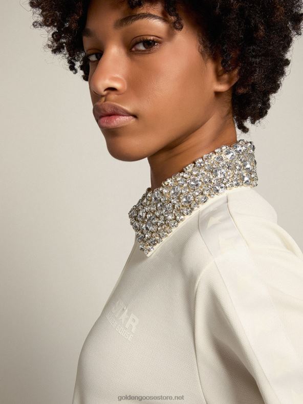 naised papyrus white denise star kollektsiooni lukuga kristallkraega dressipluusGolden Goose B6B0T1052