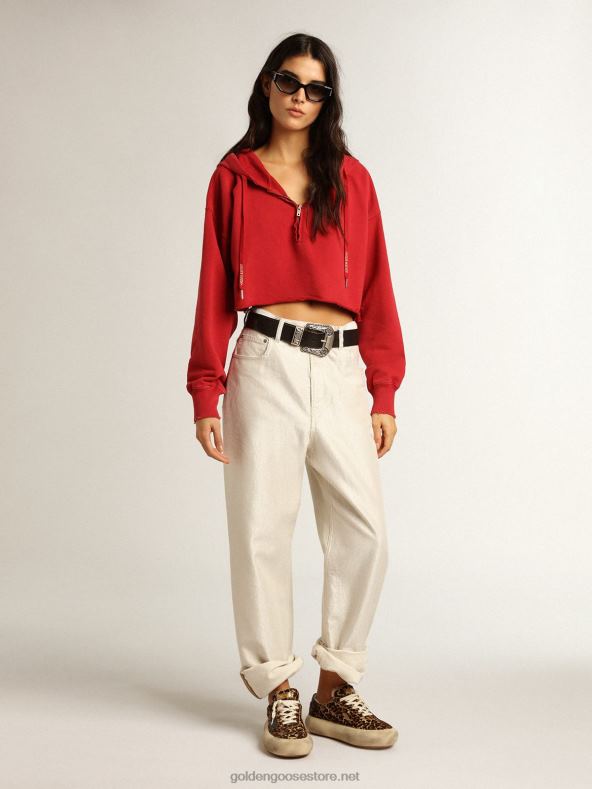 naised punane kärbitud kapuutsiga dressipluusGolden Goose B6B0T979