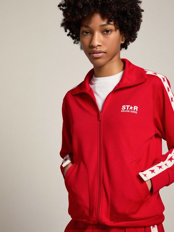 naised punane lukuga dressipluus kontrastsete punaste tähtedegaGolden Goose B6B0T954