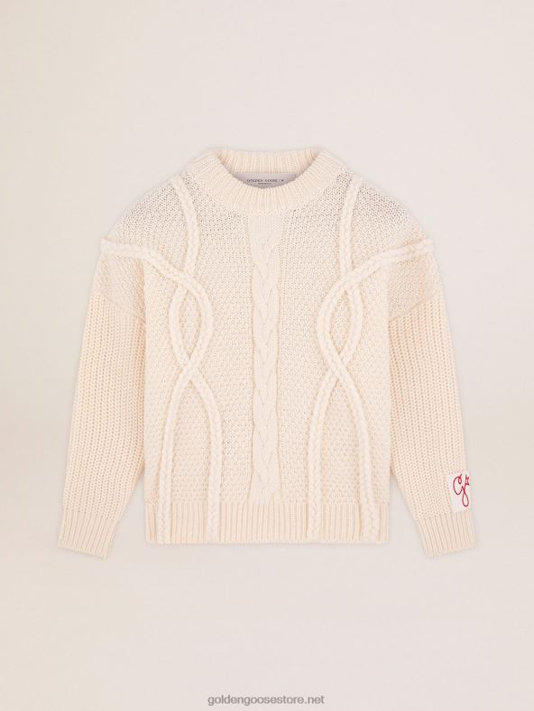 naised punutud motiiviga villane ümarkaelusega kampsunGolden Goose B6B0T1029