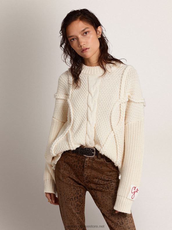 naised punutud motiiviga villane ümarkaelusega kampsunGolden Goose B6B0T1029