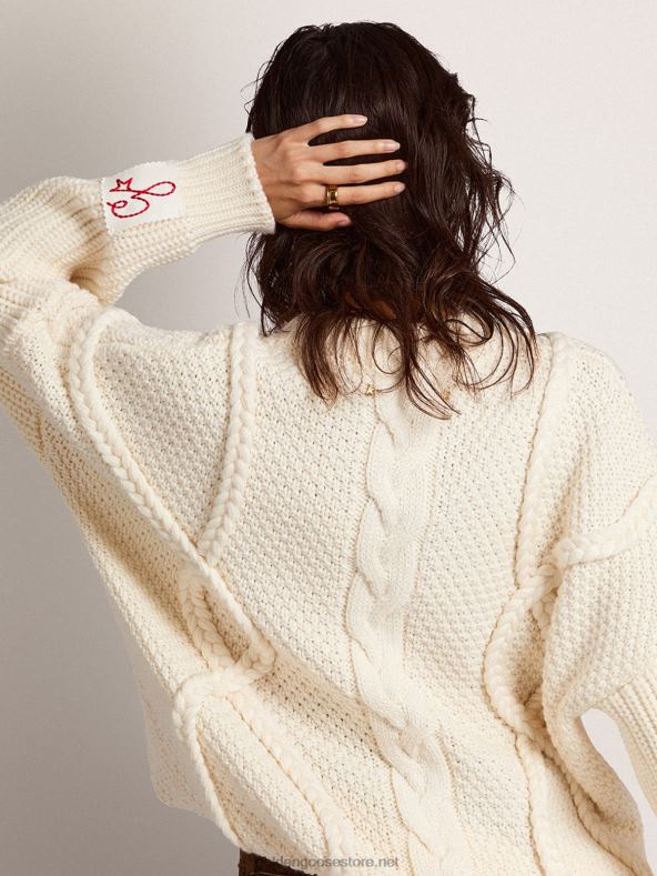 naised punutud motiiviga villane ümarkaelusega kampsunGolden Goose B6B0T1029