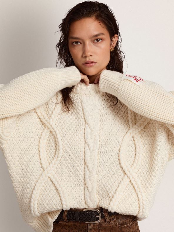 naised punutud motiiviga villane ümarkaelusega kampsunGolden Goose B6B0T1029