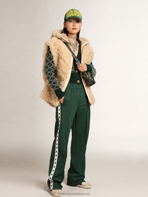 naised travel collection kärbitud kardigan rohelise ja valge žakaarst teemantmustrigaGolden Goose B6B0T997