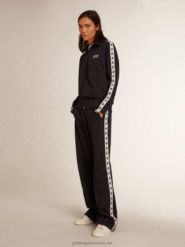 naised tumesinine lukuga dressipluus valge riba ja kontrastsete tärnidegaGolden Goose B6B0T917