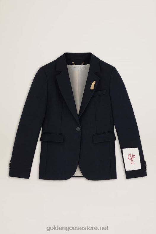 naised tumesinisest villasest gabardiinist üherealine bleiserGolden Goose B6B0T1064