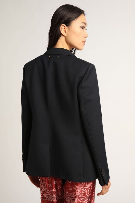 naised tumesinisest villasest gabardiinist üherealine bleiserGolden Goose B6B0T1064