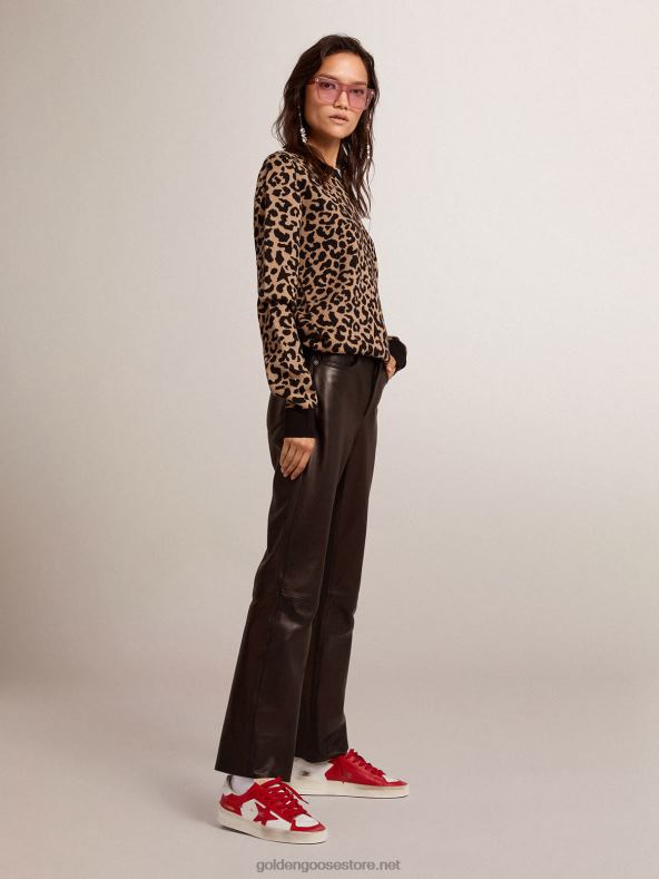 naised villane ümarkaelusega kampsun žakaarvärvi loomatrükigaGolden Goose B6B0T1026