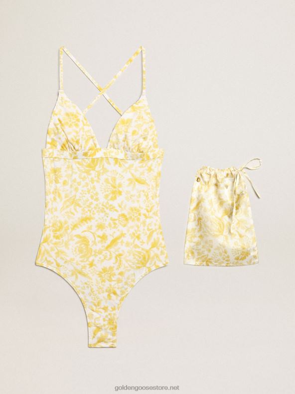 naised resort kollektsiooni ühes tükis sidrunkollase trükiga ujumistrikooGolden Goose B6B0T1025