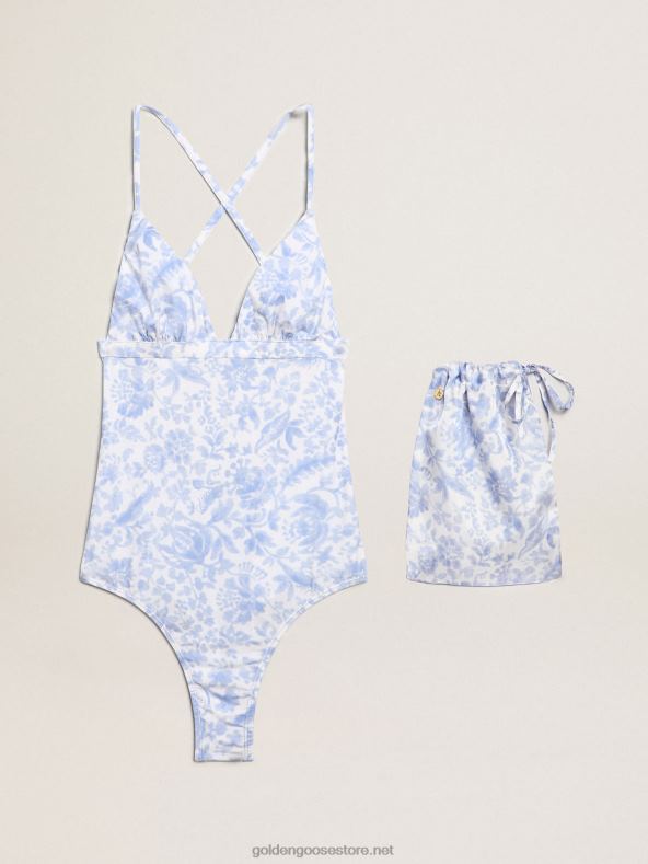 naised resort kollektsiooni ühes tükis ujumistrikoo Vahemere sinise trükigaGolden Goose B6B0T1015