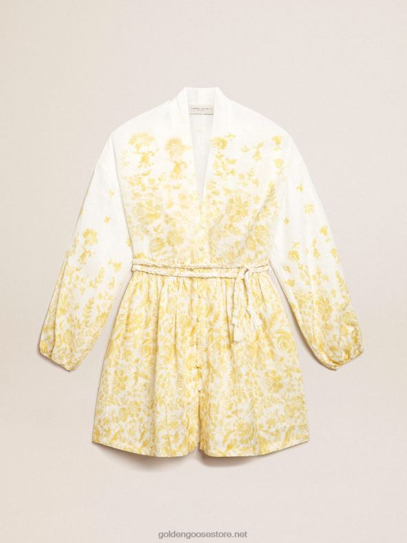 naised resort kollektsiooni minikleit linasest sidrunikollase trükigaGolden Goose B6B0T1006