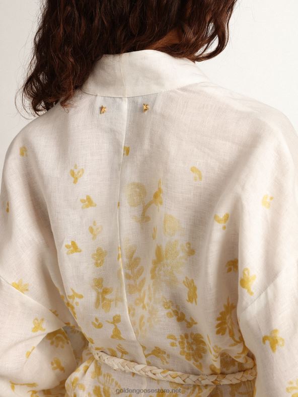 naised resort kollektsiooni minikleit linasest sidrunikollase trükigaGolden Goose B6B0T1006