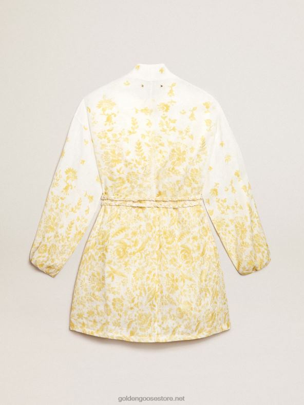 naised resort kollektsiooni minikleit linasest sidrunikollase trükigaGolden Goose B6B0T1006