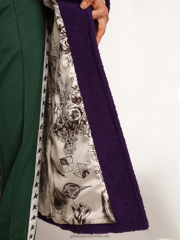 naised Indigo-lilla villane matka kollektsioonmantel, sisevoodriga joonistatud trükisGolden Goose B6B0T969