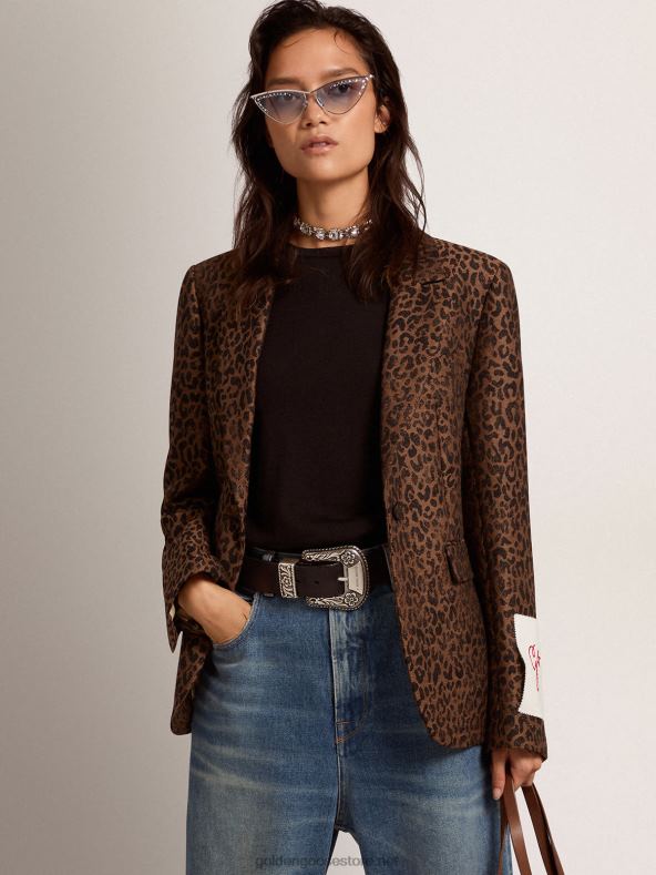 naised kollektsiooni üherealine žakaarloomamustriga villane bleiserGolden Goose B6B0T1041