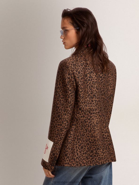 naised kollektsiooni üherealine žakaarloomamustriga villane bleiserGolden Goose B6B0T1041